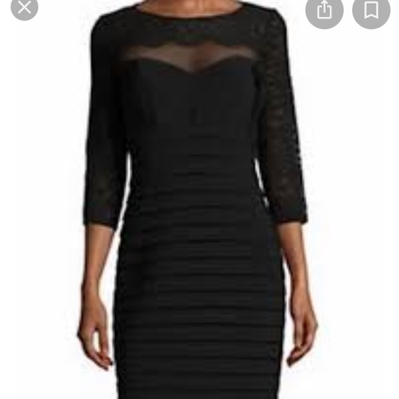 Xscape Women's Lace Trim Shutter Pleated Sheath - Picture 2 of 8